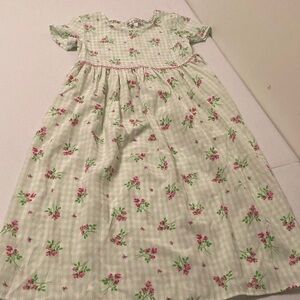 Girls Floral Gingham Dress